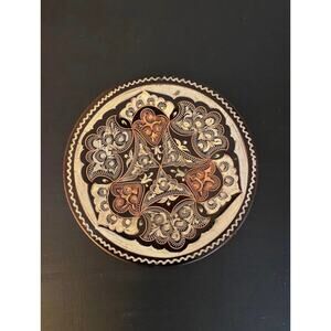 Hand-Engraved Copper Decorative Plate – Floral Design (7”)